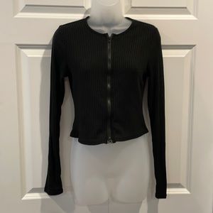 shein zip up black top